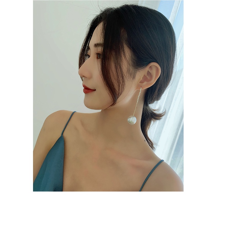 Khuyên tai mạ bạc 925 đính ngọc trai nhân tạo phong cách Hàn Quốc sang trọng