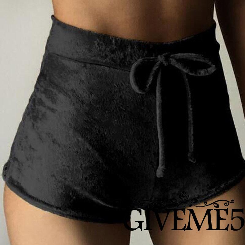 Quần short vải nỉ màu trơn thiết kế dây rút phong cách mùa hè gợi cảm cho nữ