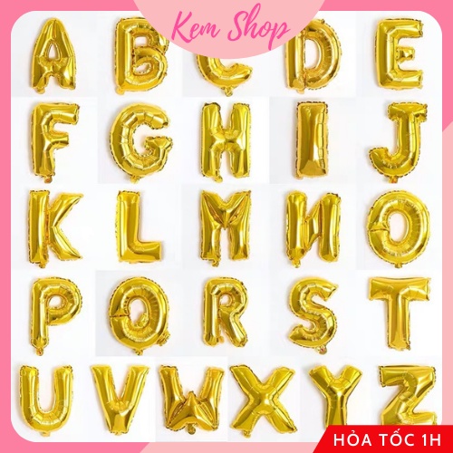 Bóng Chữ Cái Tông Màu Vàng Gold Size 16 Inch 40CM Loại 1 Trang Trí Sinh Nhật - K121