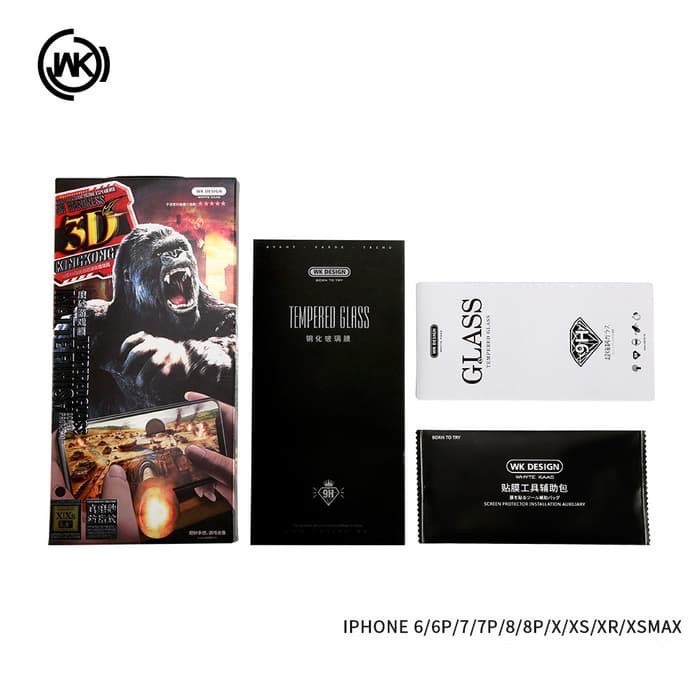 Kính Cường Lực Chống Vân Tay WK 3D Kingkong Dành Cho Game Thủ cho IPHONE X / XS / XS Max / 11Pro / 11 Promax