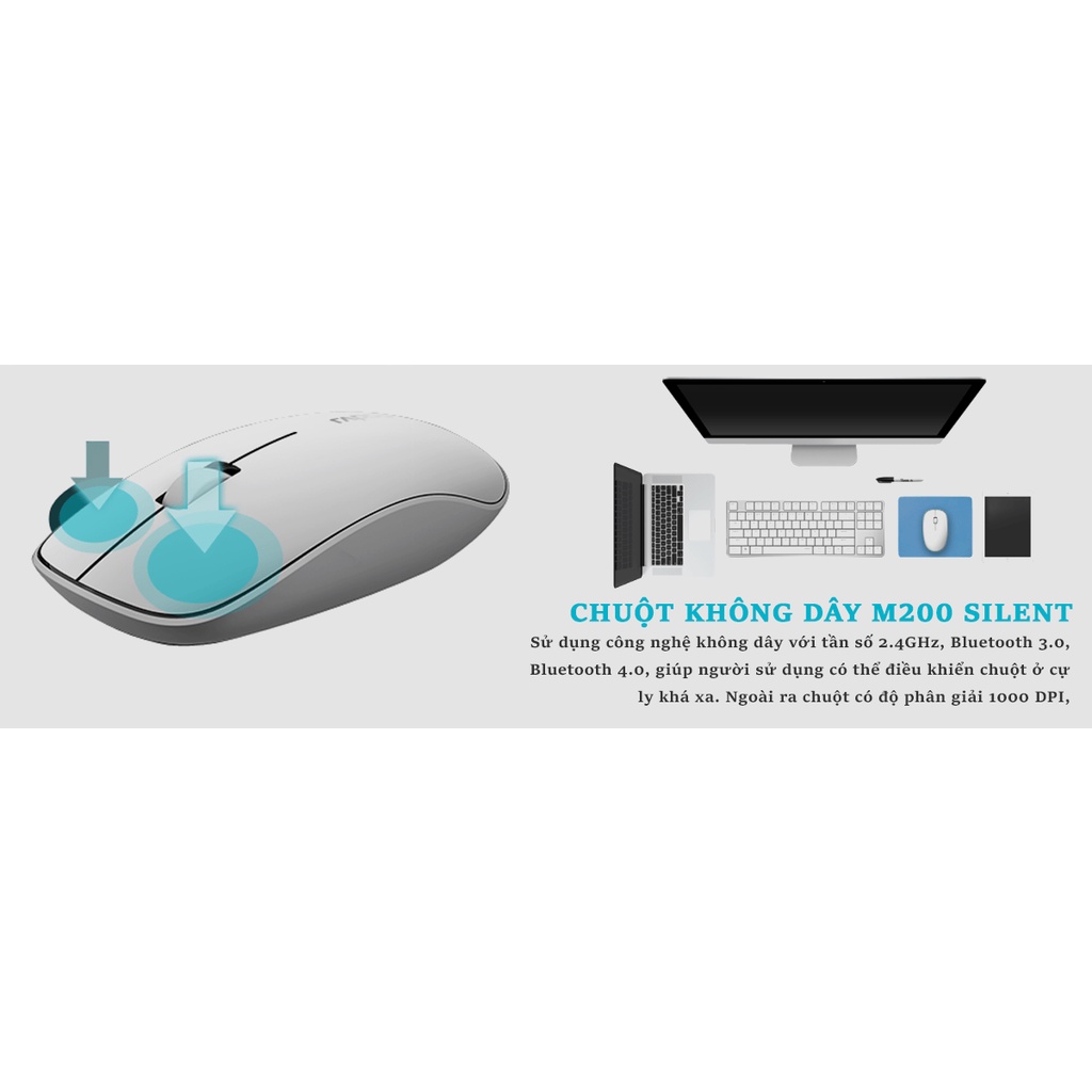 Chuột máy tính không dây bluetooth Rapoo M200 Silent