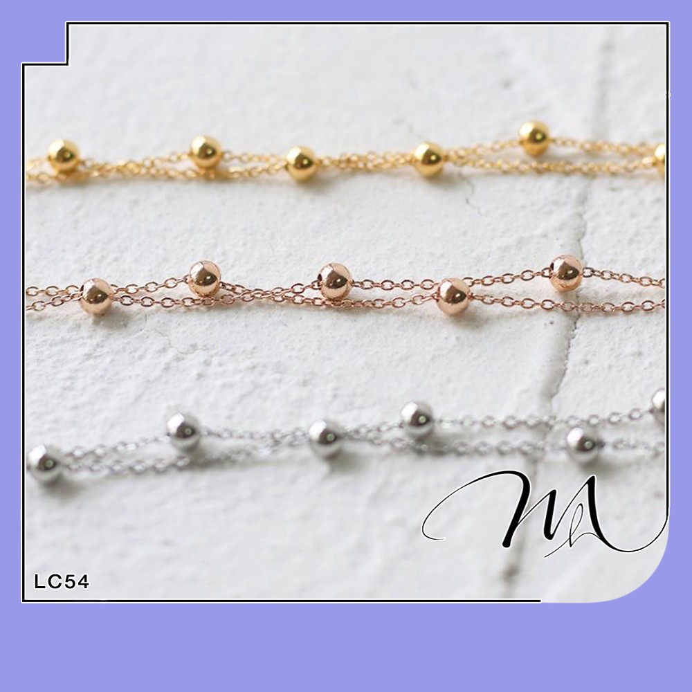 Lắc chân nữ Titan không gỉ dây đôi phối bi xinh xắn - Măng's House LC54