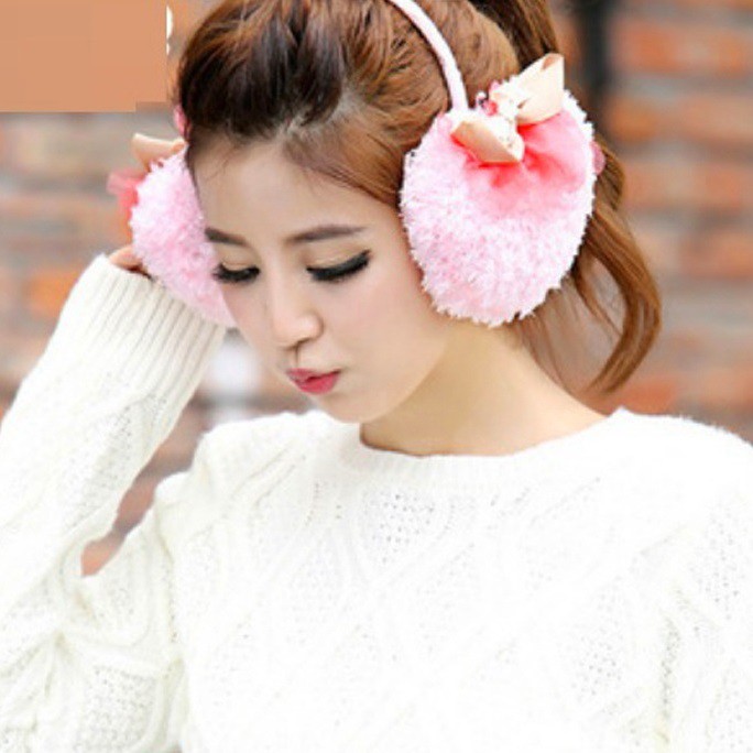 [CHẤT LƯỢNG] Bông chụp tai nơ A035 mềm, chắn gió tốt, giữ ấm