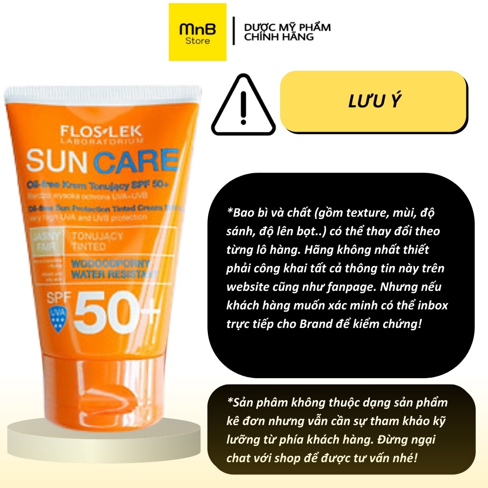 Kem chống nắng Floslek Oil Free Sun Protection Tinted Cream SPF 50+ 50ml