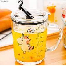 [ HÀNG LOẠI 1] CỐC PHA SỮA THUỶ TINH CHIA VẠCH SIÊU TIỆN LỢI, CÓ NẮP VÀ ỐNG HÚT CHO BÉ