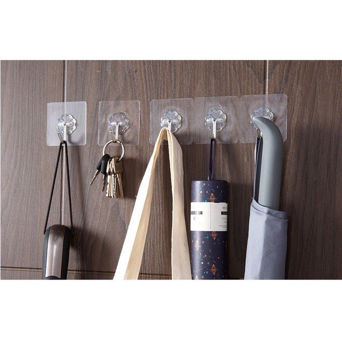Set 10 Móc Dán Tường Siêu Dính Trong Suốt Chịu Lực Treo Tường Treo Đồ Dùng Chắc Chắn
