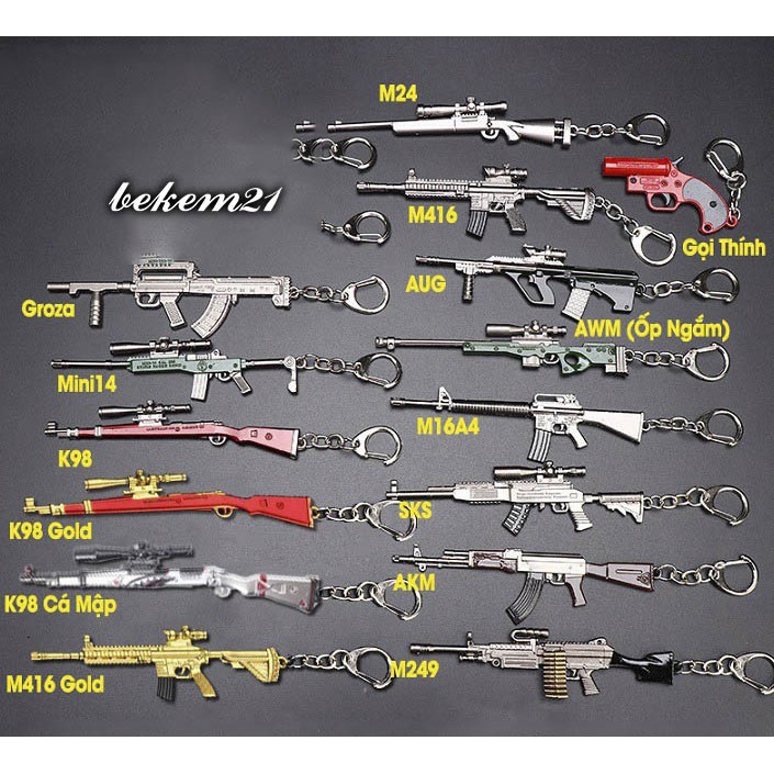 Móc Khóa Hình Súng PUBG-Móc Khóa Hình Vũ Khí Trong Game Pubg-Móc Khóa PUBG Hình Mũ, Giáp, Balo, Chảo, Máy Bay, Huy Hiệu