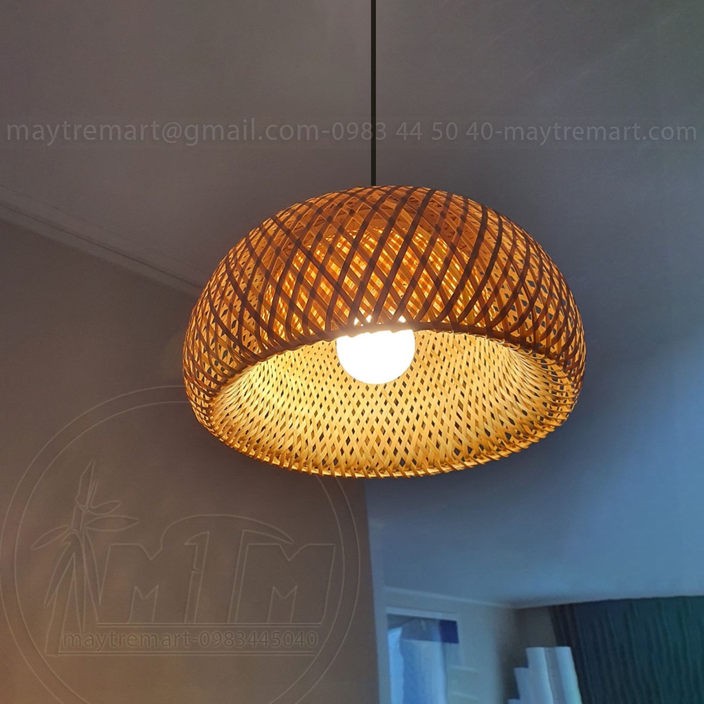 Đèn tre nấm 2 lớp MTDT07 - Đèn mây tre, Đèn trang trí, Đèn treo thả
