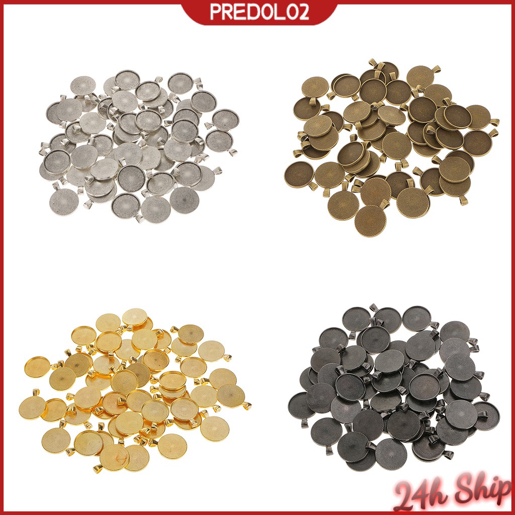 50pcs Round Pendant Base Tray 25mm Cabochon Setting Bezel Pendant Blanks