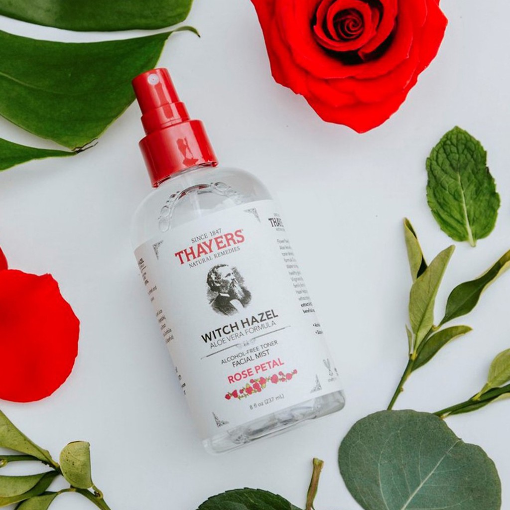 [Mã FMCGMALL - 8% đơn 250K] Nước Hoa Hồng Không Cồn Hương Hoa Hồng Thayers Witch Hazel Rose Petal 237ml (Dạng Xịt)