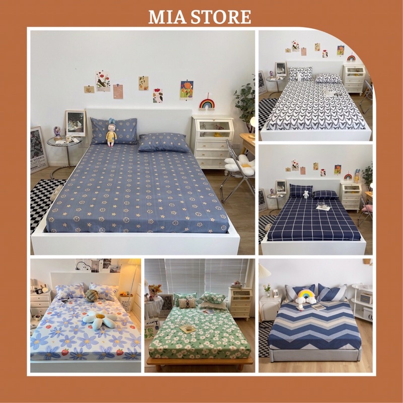 Bộ Ga Giường Và Vỏ Gối Poly Cotton 3D Các Mẫu Hoa Và Kẻ Hoạ Tiết Mia Store - Hàng Nhập Khẩu Cao Cấp