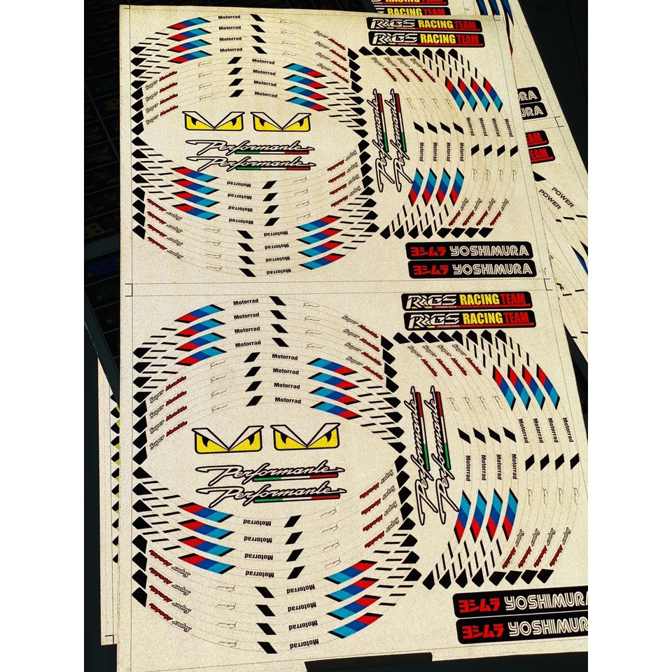 [ 1 Bộ 1 Xe 2 bánh ] Bộ tem decal sticker dán vành bánh mâm phản quang 3M dán mọi loại xe