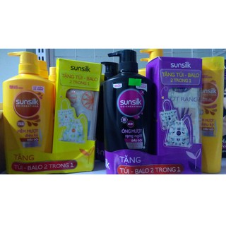 Dầu gội Sunsilk đen/vàng 650g tặng túi+balo