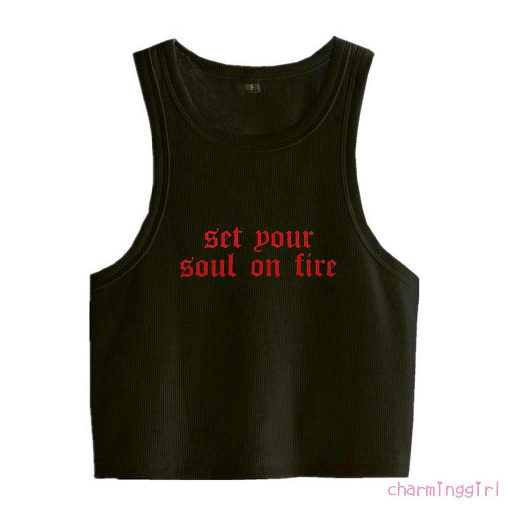 Áo Ba Lỗ Nữ In Chữ Gợi Cảm