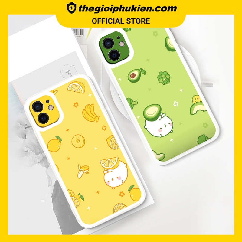 Ốp iphone - Ốp lưng iphone cạnh vuông viền camera Thỏ hoa quả dành cho ip 6 đến 14promax - ng164