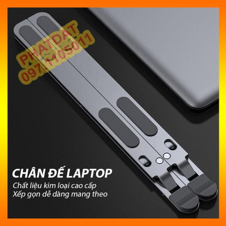 Giá Đỡ Laptop Bằng Nhôm Kim Loại, Đế Tản Nhiệt Laptop Macbook, Dùng Cho Máy Từ 11~17 inch, 8 Độ Cao Điều Chỉnh