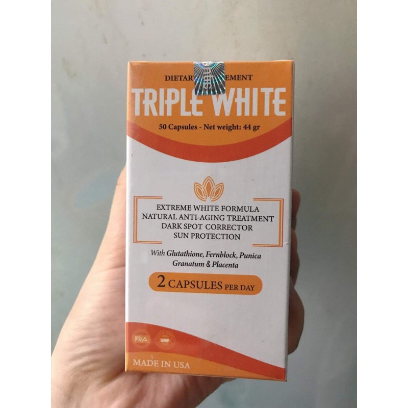 [HÀNG NHẬP KHẨU] Viên Uống Trắng Da Chống Nắng Giảm Thâm Sạm Nám Chống Lão Hoá TRIPLE WHITE Hộp 50 Viên | BigBuy360 - bigbuy360.vn