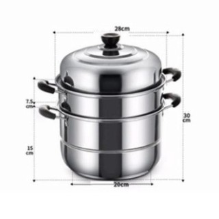 Nồi Hấp Bánh Bao, Cơm, Xôi, Bánh Flan Inox 3 Tầng Dùng Được Bếp Từ