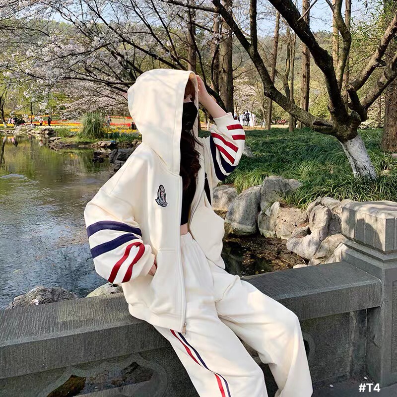 ( Sẵn) Set đồ thể thao thu đông hoodie quần jogger năng động
