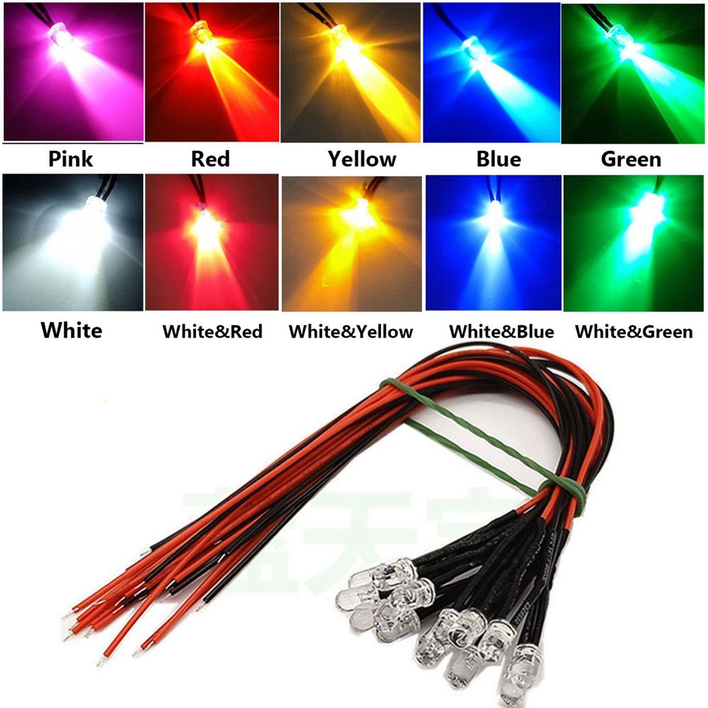 Set 10 đèn LED G63 1/14 Tamiya SCX10 SCANIA RC 1/10 3mm 12V chuyên dụng cho xe tải đồ chơi