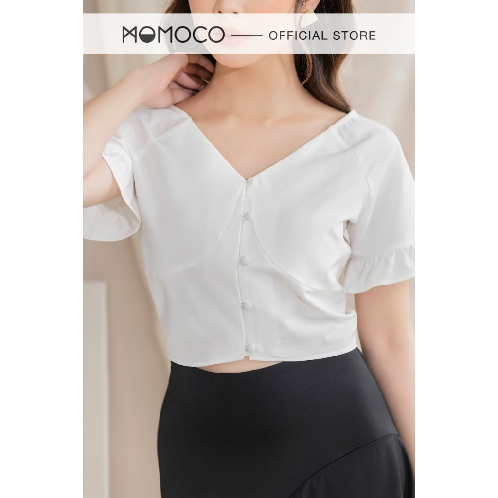 Áo Croptop Nữ MOMOCO Tay Zaglan Bèo Chất Liệu Tuýt Si Mát Mềm Mịn M2067