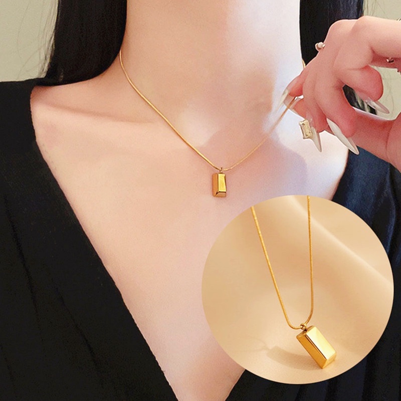 Vòng cổ thép không gỉ mạ vàng 18K với mặt phong cách Trung Quốc/ Hàn Quốc cho nữ