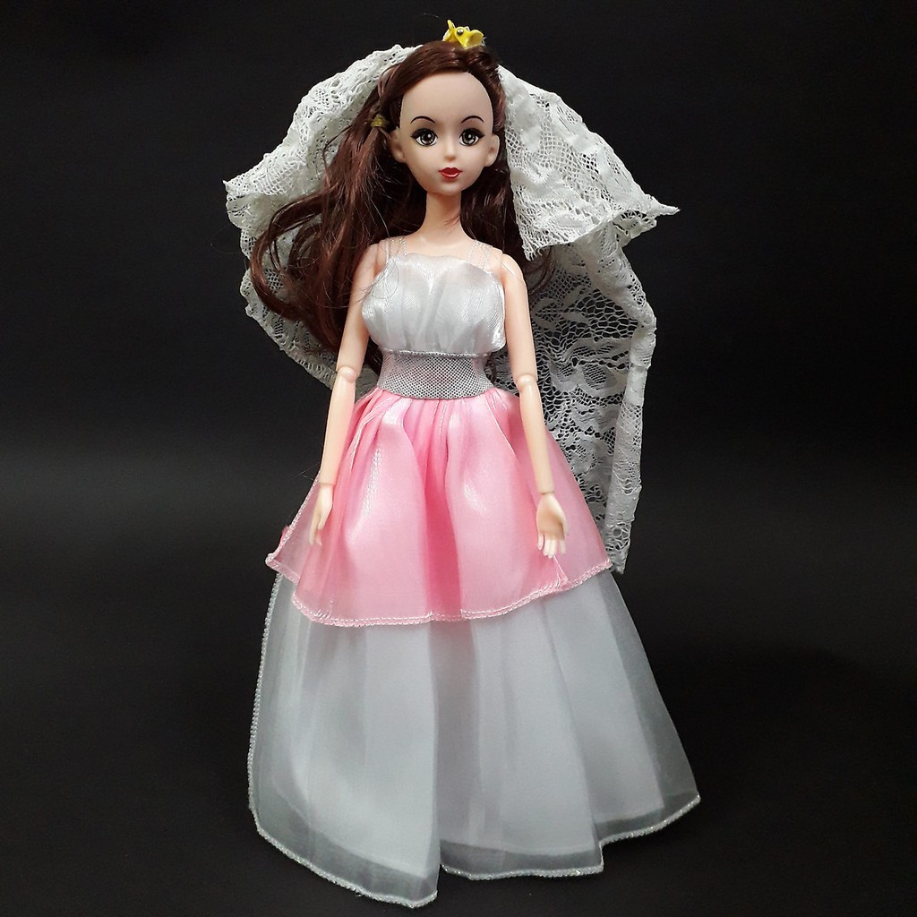 Hộp đồ chơi Búp bê khớp Cô dâu kèm áo đầm dạ hội, giày, bộ phụ kiện búp bê cho bé (giao mẫu ngẫu nhiên)