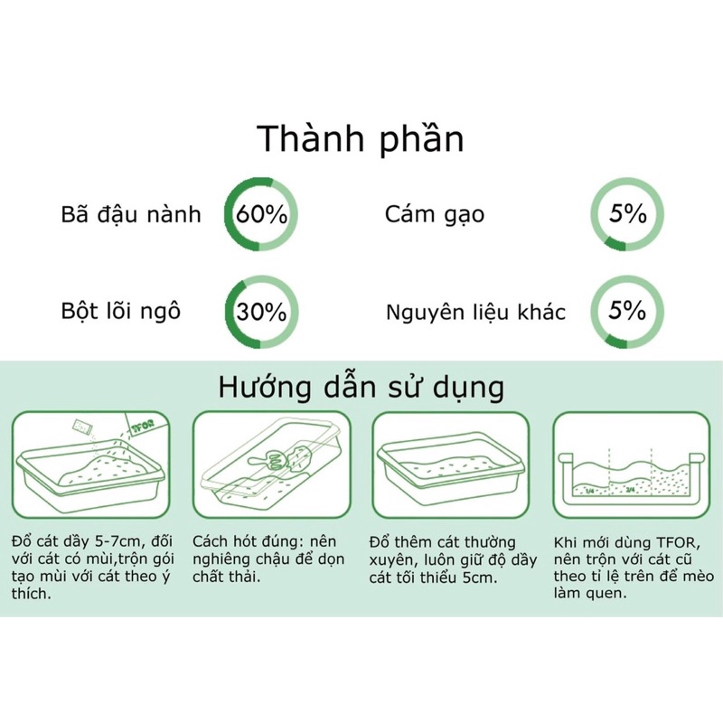 Cát đậu nành hữu cơ Cature / TFor cho mèo chiết xuất từ thiên nhiên