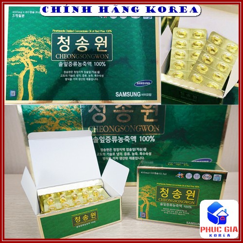 Tinh Dầu Thông Đỏ Cheongsongwon Hàn Quốc, Hộp Xanh 180v | BigBuy360 - bigbuy360.vn