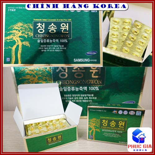 Tinh Dầu Thông Đỏ Cheongsongwon Hàn Quốc, Hộp Xanh 180v