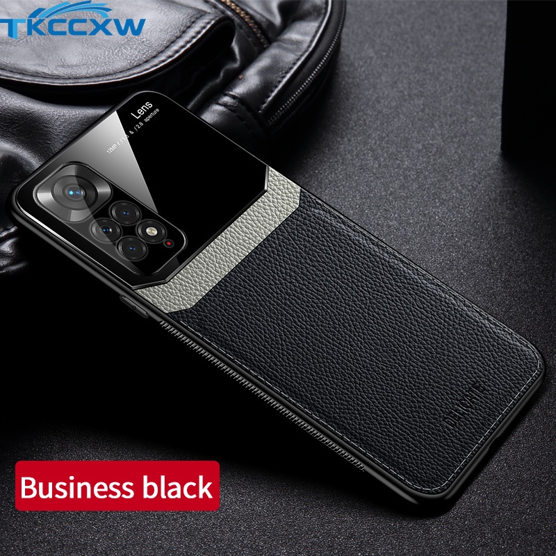 Ốp Điện Thoại Mềm Bằng Da Và Kính Plexi Sang Trọng Cho Xiaomi Redmi K40S K50 Pro Redmi Note 11T 11S 11E 11 Pro+ Poco M4