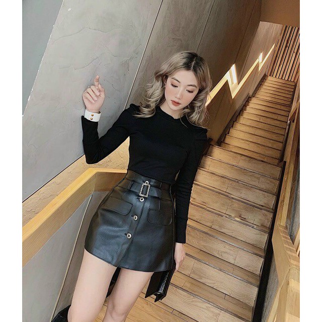 Áo croptop ❄ FREESHIP ❄ Áo thun nữ tay dài vai phồng thời trang XIXO ATN0029