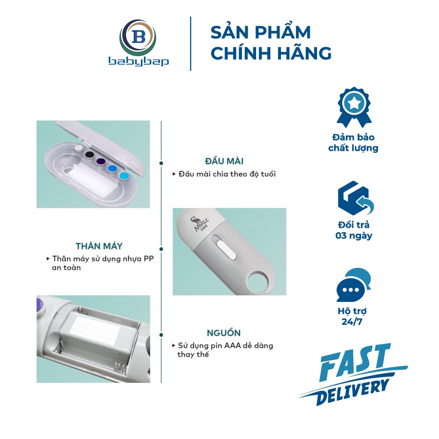 Máy Dũa Móng Tay Cho Bé Moaz bebe MB015 Với Các Tấm Mài Tùy Chỉnh Theo Độ Tuổi