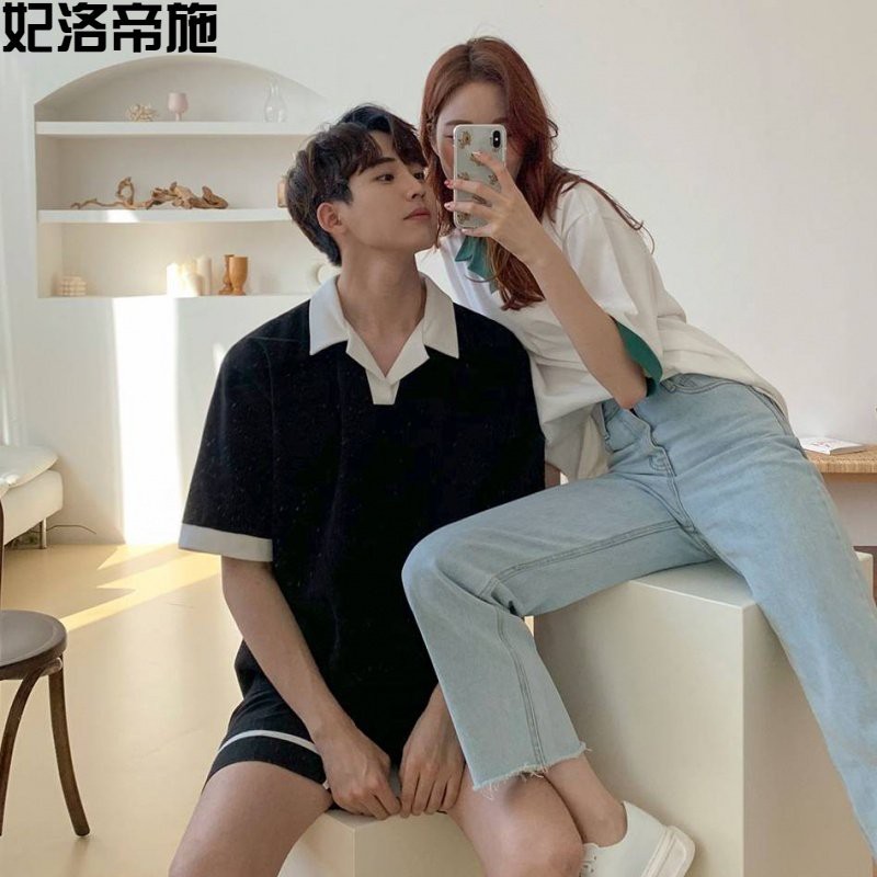 Áo thun trơn nam cổ vest trắng đen fom rộng unisex | BigBuy360 - bigbuy360.vn