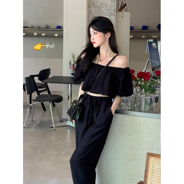 SET BỆT VAI ỐNG RỘNG VOAN LỤA