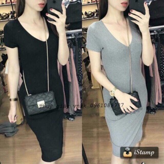Váy body cổ tròn + cổ tim 