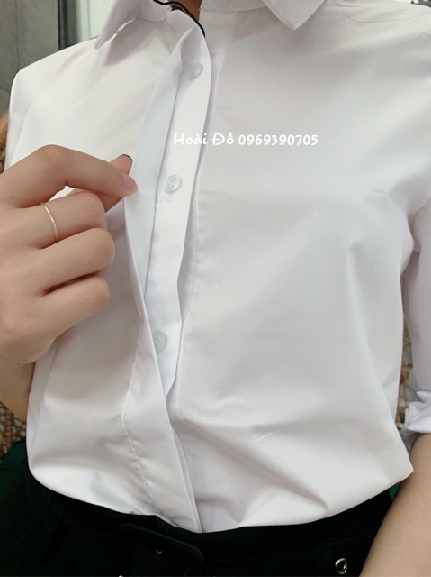 Áo Sơ Mi Nữ Trắng Công Sở, Dáng Suông (40-65kg), Giấu khuy áo. Chất vải dày dặn chống nhăn | BigBuy360 - bigbuy360.vn
