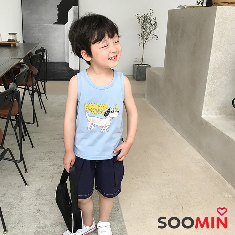 Áo ba lỗ bé trai 1 - 5 tuổi xuất xịn chất cotton mặc mát thoải mái Soomin Kids 8 đến 22 kg QATE H11