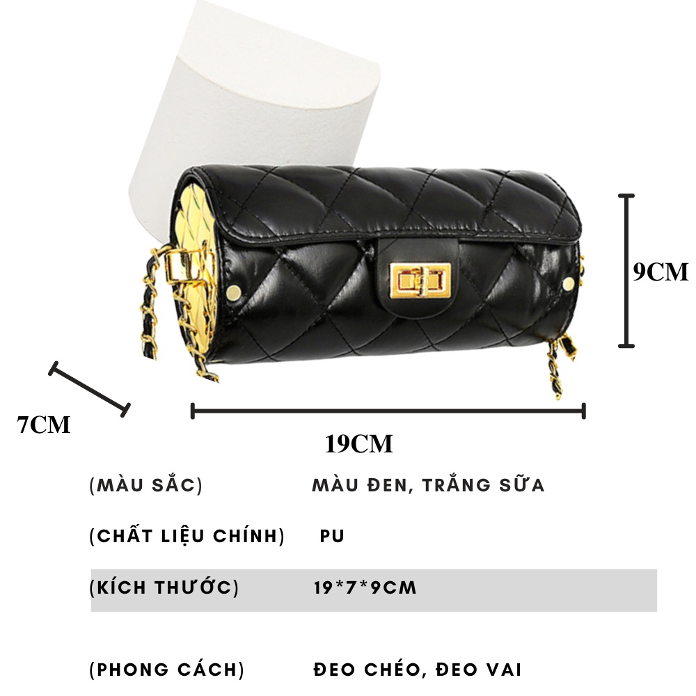 Túi xách nữ thời trang dáng trống đeo chéo đeo vai hàng Quảng Châu sang chảnh 04T2-5838
