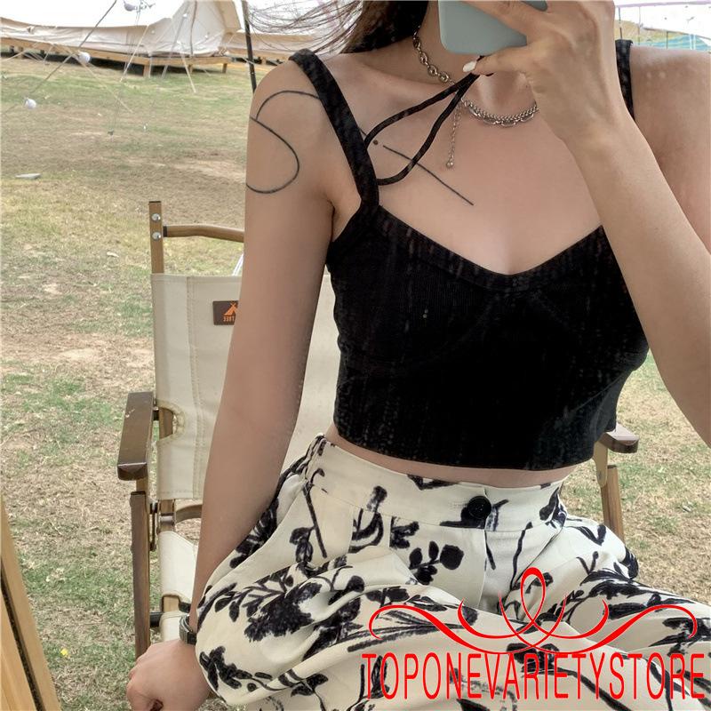 Áo Lửng Không Tay Cổ Chữ V Màu Trơn / Trắng / Đen / Vàng Cho Nữ | BigBuy360 - bigbuy360.vn