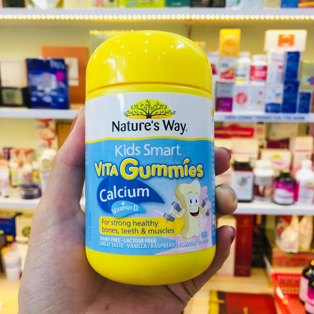 Kẹo gum Nature's Way Kids Smart VITA Gummies Calcium Vitamin D bổ sung Canxi cho bé