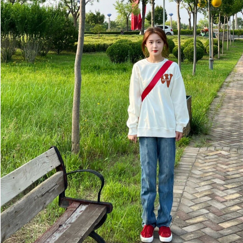 SELVZE Áo sweater Tay Dài Cổ Tròn In Họa Tiết retro Thời Trang Cho Nữ