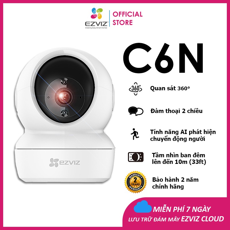 Camera WIFI EZVIZ C6N Pro 3MP Trong nhà, Quay Quét 360 Độ, Đàm Thoại 2 Chiều - Bản nâng cấp của C6N
