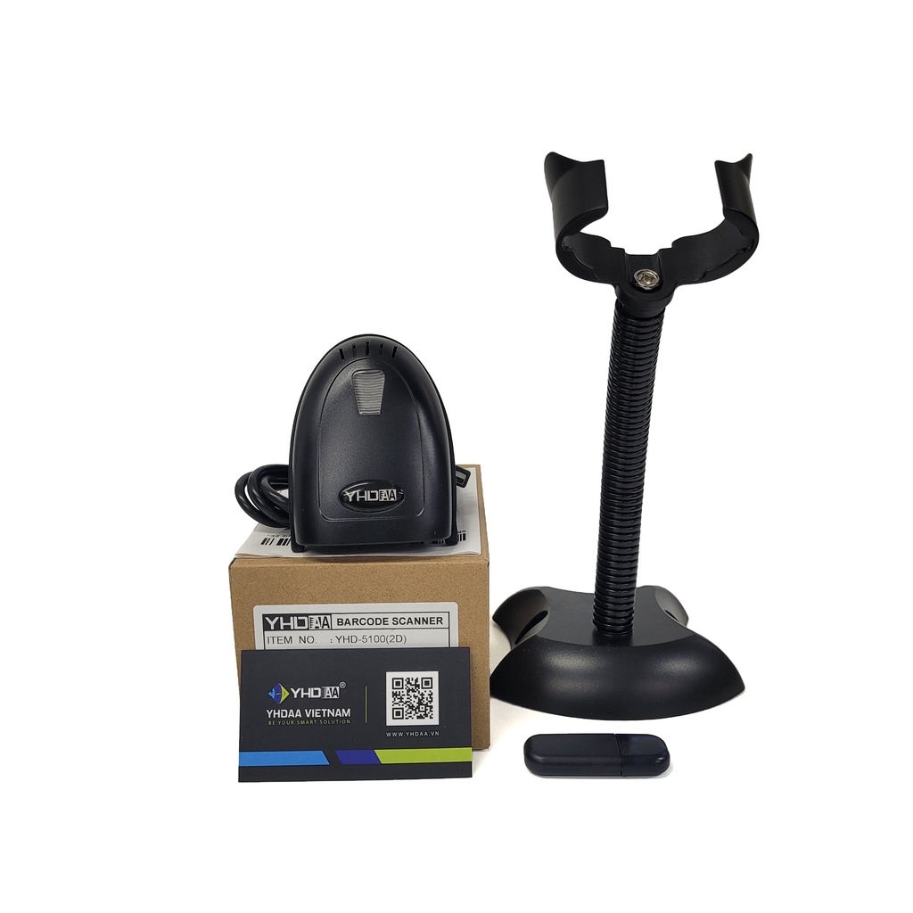 Máy quét mã vạch không dây YHD 5100 2D, Đầu đọc mã vạch không dây kết nối xa tới 400m dùng trên Laptop, PC