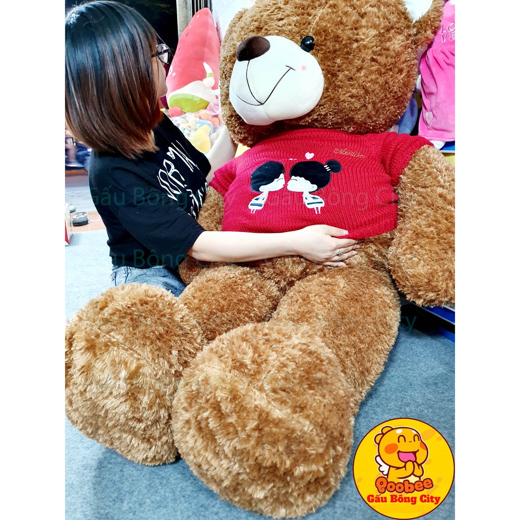 Gấu Bông Teddy Áo Len Đỏ Kiss To Đẹp Hàng Cao Cấp [Hình ảnh thật chụp tại shop size thực 147cm]