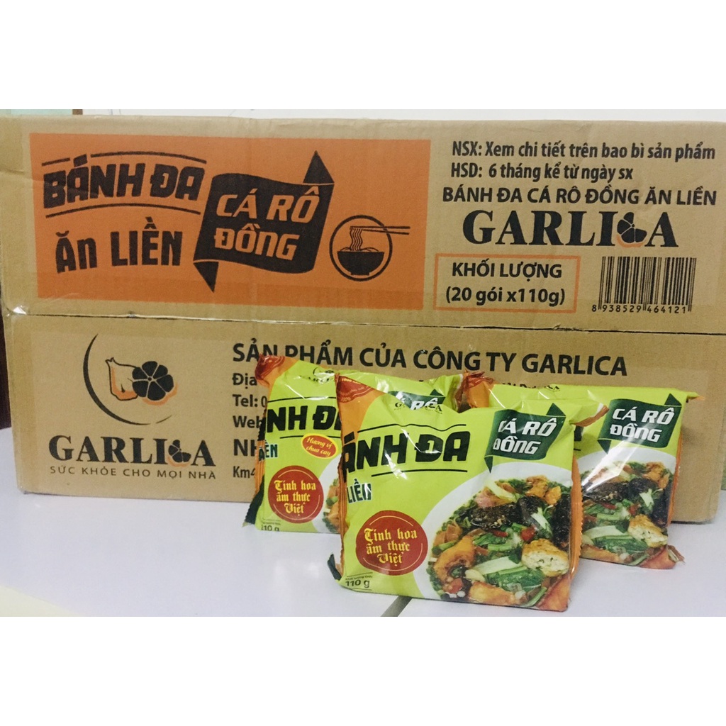 1 Thùng Bánh đa cá rô đồng ăn liền Garlica tiện dụng 110gr/gói  Hình ảnh chụp thật