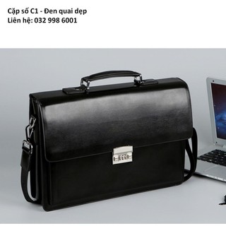 tt [sale] Cặp da khóa số CK03 đen C1