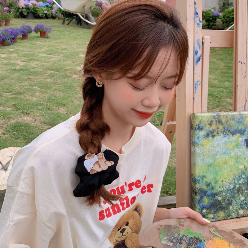 Dây buộc tóc co giãn in hình gấu dễ thương