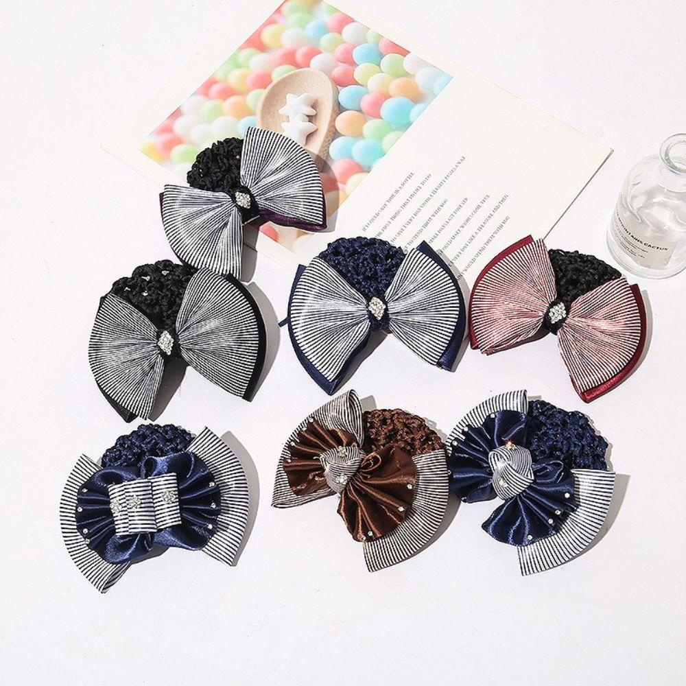 TWINKLE Vỏ Búi Tóc Lưới Lấp Lánh Đính Nơ Phụ Kiện Tóc Cho Nữ|Búi Tóc Giả Lưới Chất Lượng Cao Chuyên Dùng