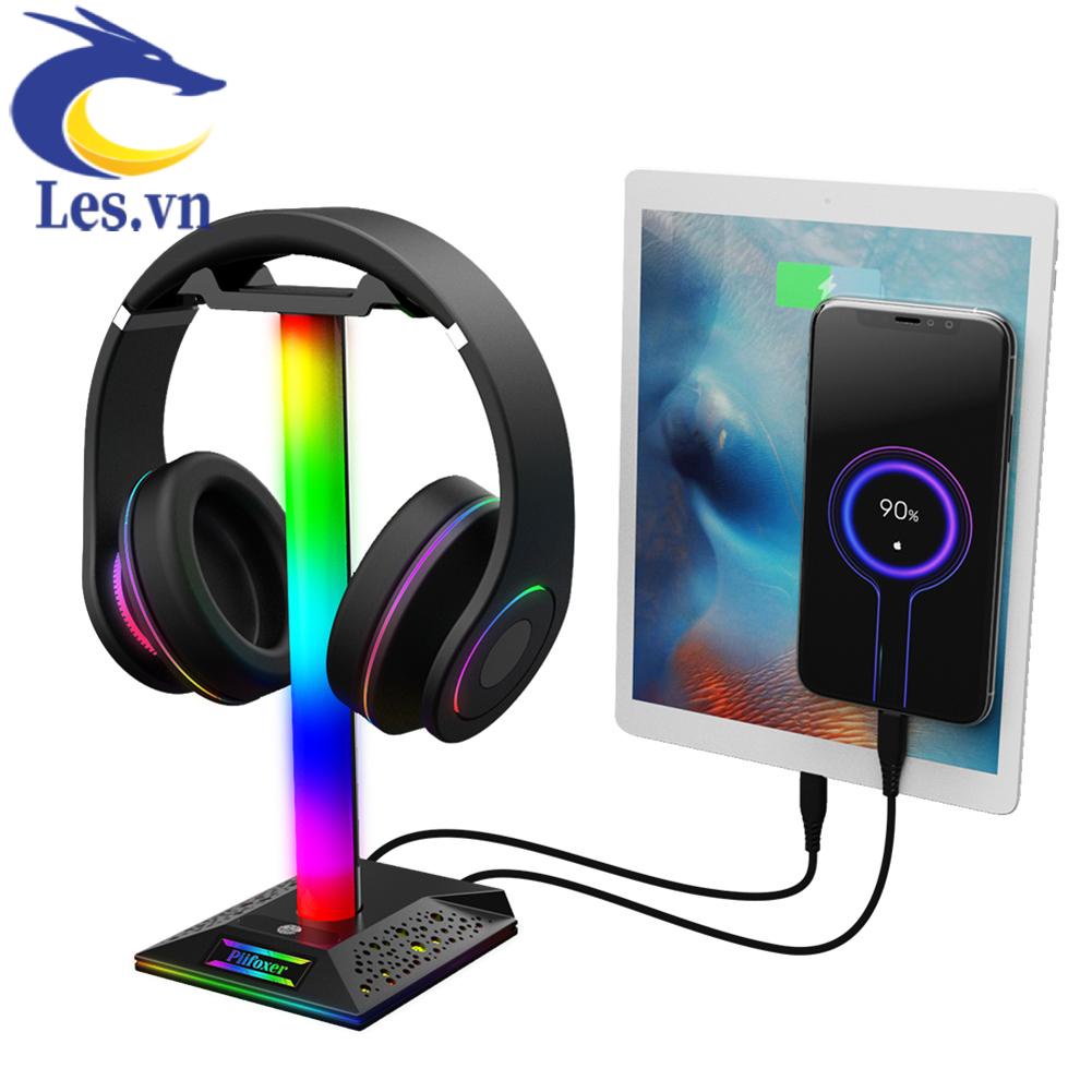 Giá Đỡ Tai Nghe Chơi Game RGB Hai Cổng USB Cảm Ứng